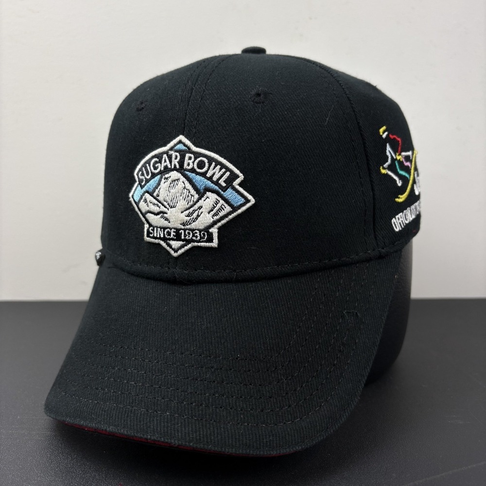 Vintage Sugar Bowl Ski Resort Lake Tahoe Black Embroidered Strapback Hat Cap